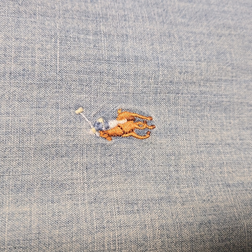 Ralph Lauren Mens Light Wash Denim Shirt Classic Fit 100% Cotton American Preppy - Picture 2 of 4